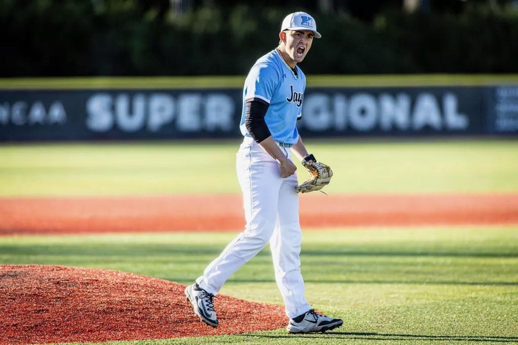 Dylan Zucker pitching for Johns Hopkins